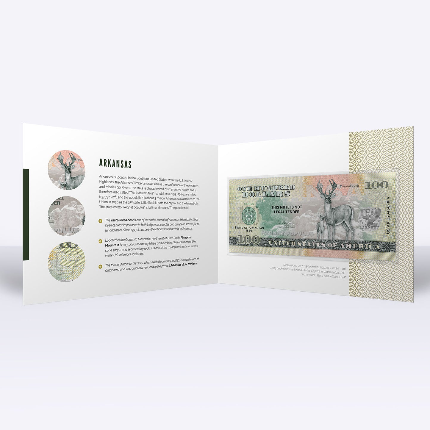 Souvenirschein 100 Dollar Arkansas - The Natural State
