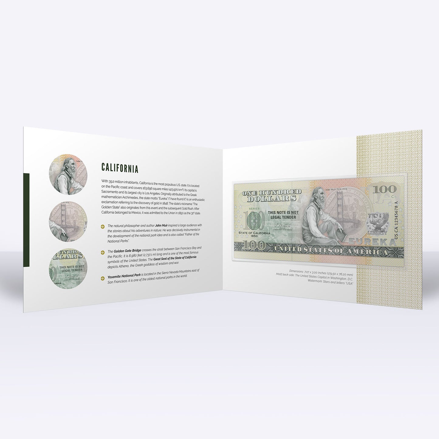 Souvenirschein 100 Dollar Kalifornien - The Golden State
