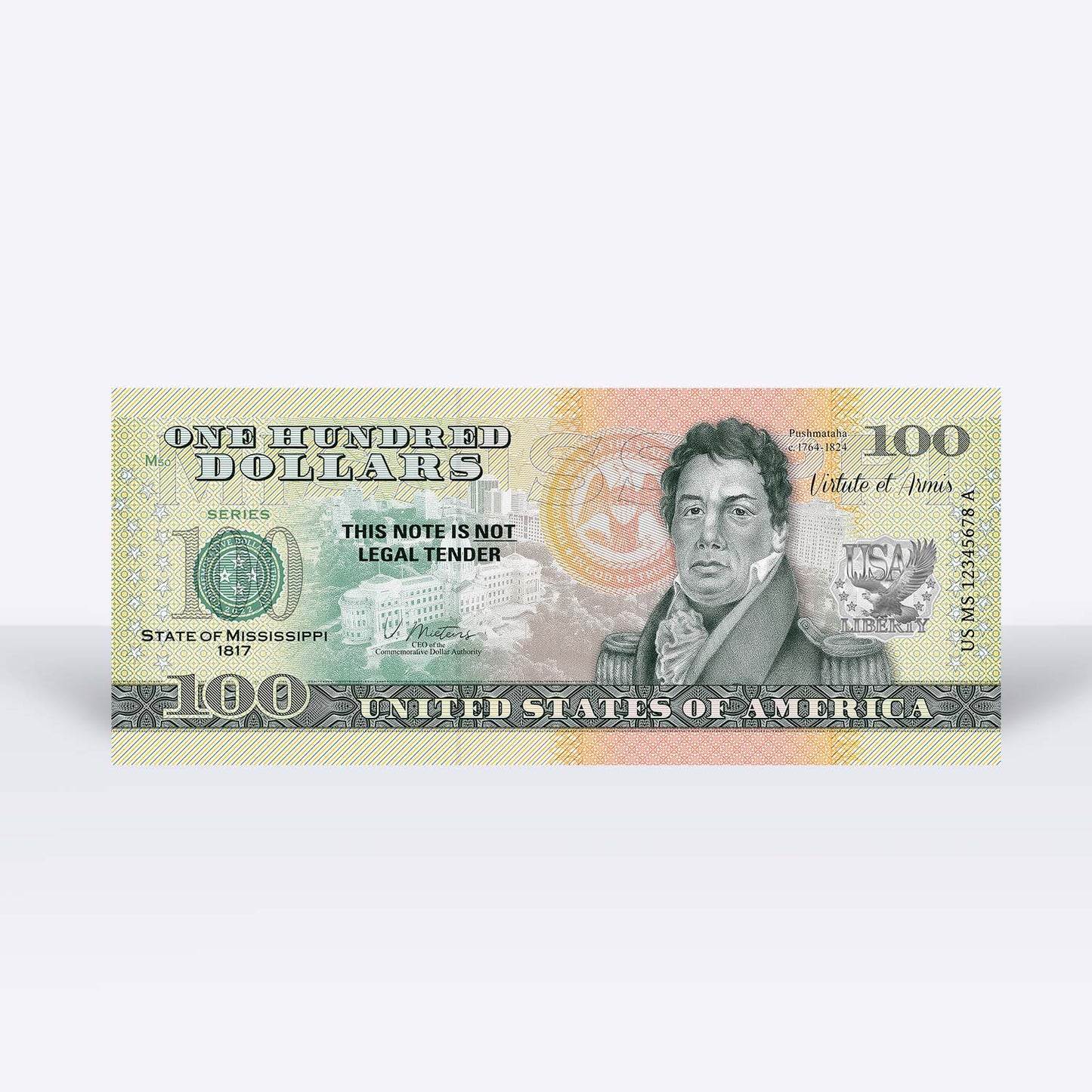 Souvenirschein 100 Dollar Mississippi - The Magnolia State