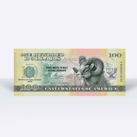 Souvenirschein 100 Dollar Colorado - Der Jahrhundertstaat