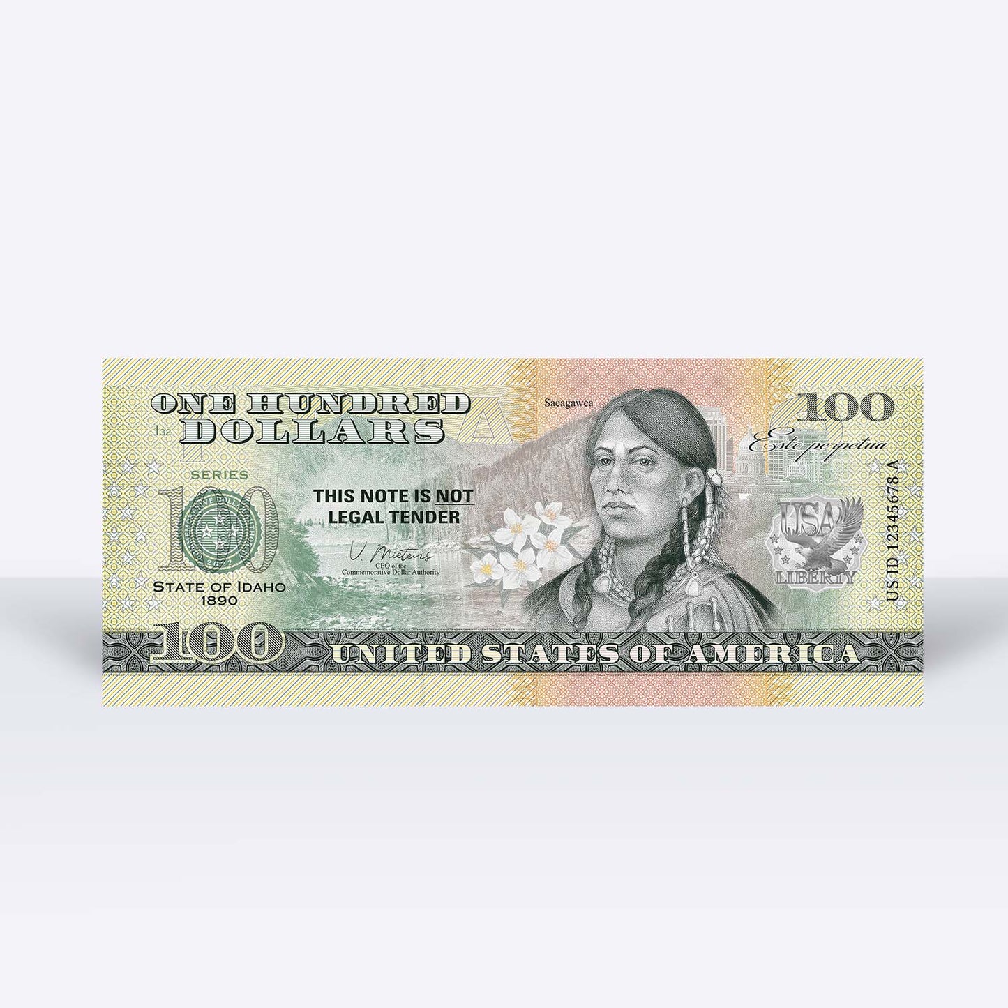 Souvenirschein 100 Dollar Idaho - Das Juwel unten den US-Staaten