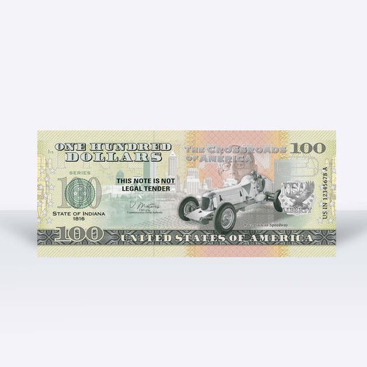 Souvenirschein 100 Dollar Indiana - Heimat des Motorsports
