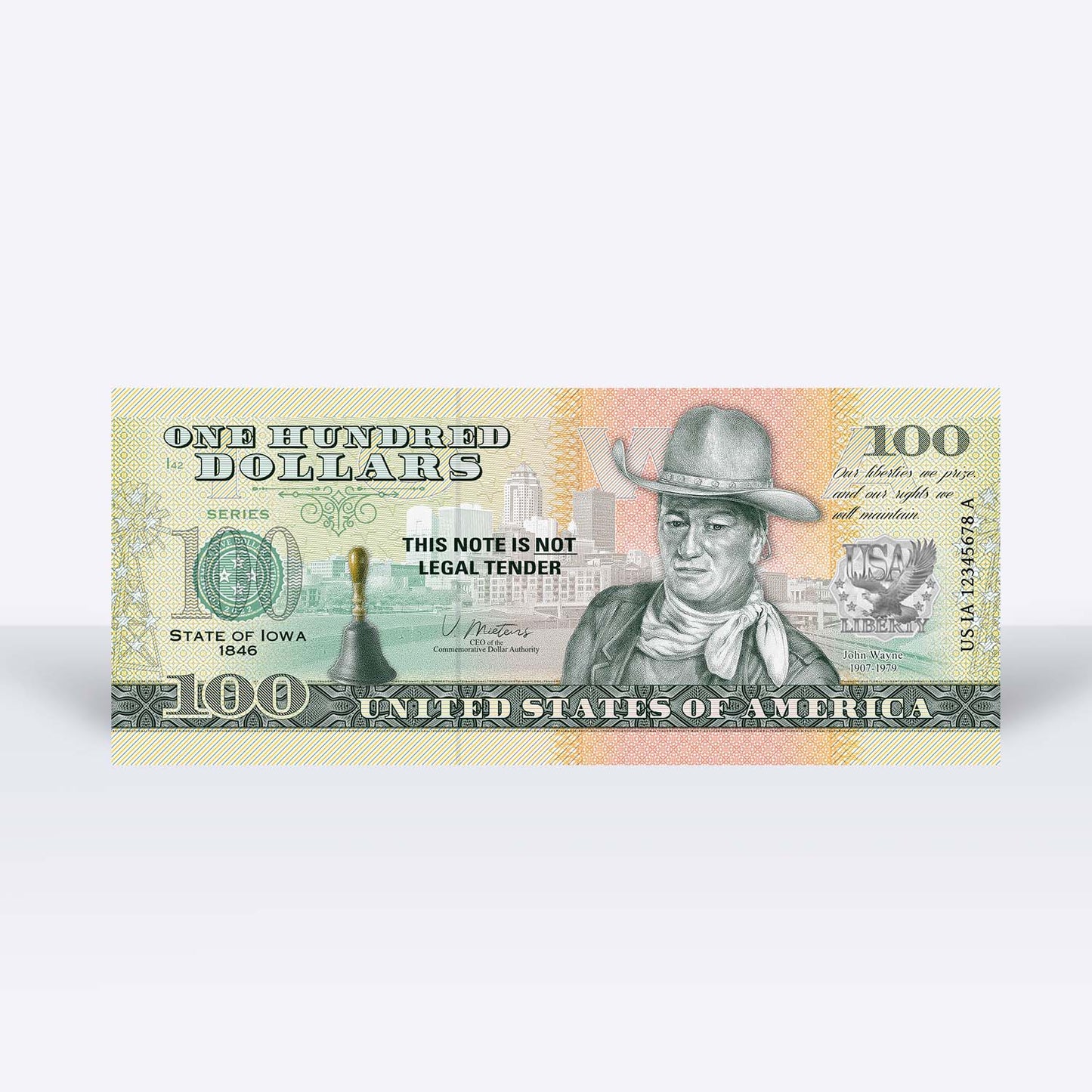 Souvenirschein 100 Dollar Iowa - Der Falkenauge-Staat