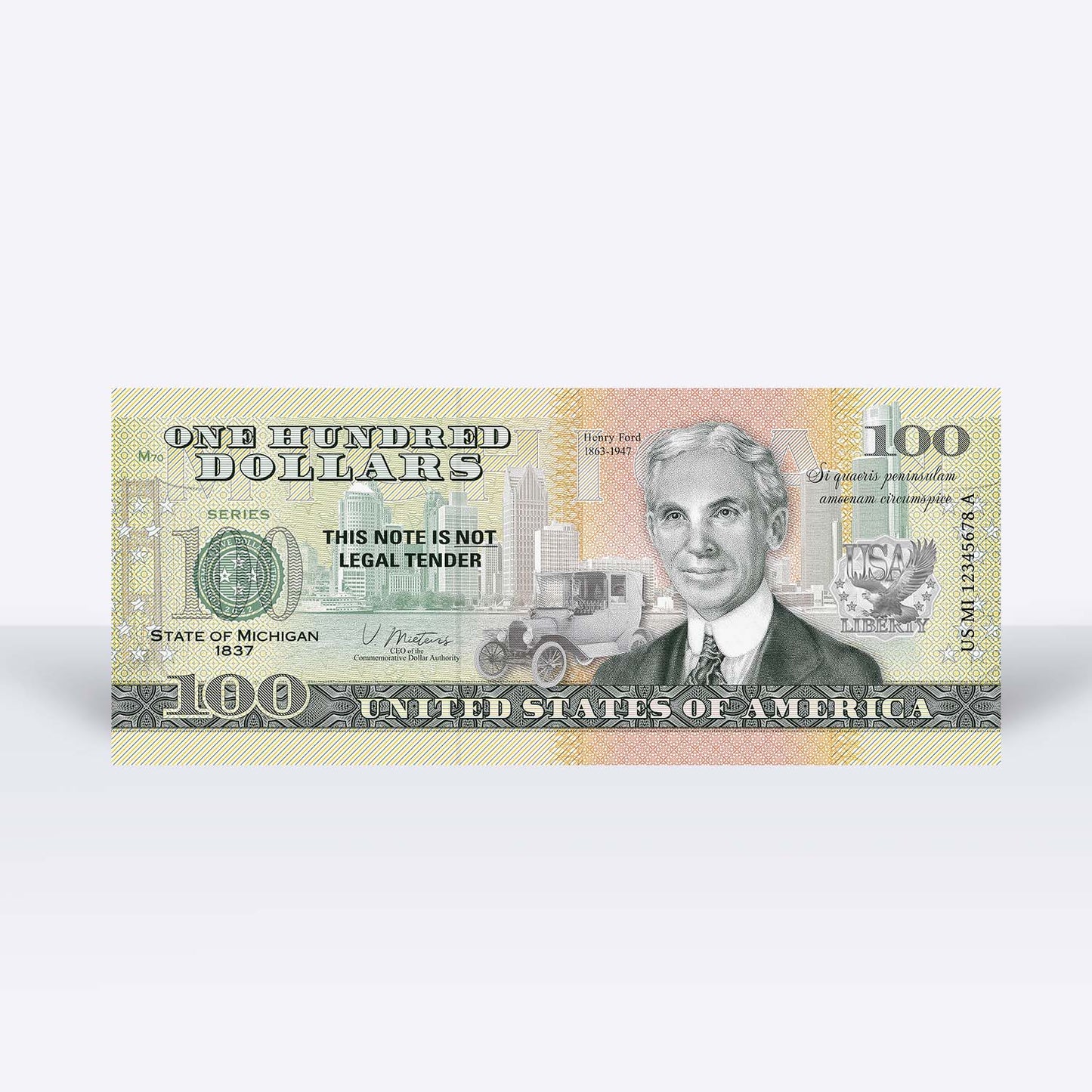 Souvenirschein 100 Dollar Michigan - Der Vielfraß-Staat