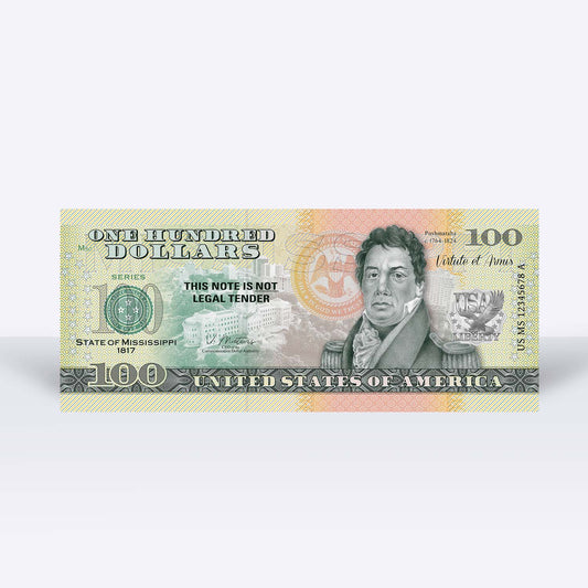 Souvenirschein 100 Dollar Mississippi - The Magnolia State