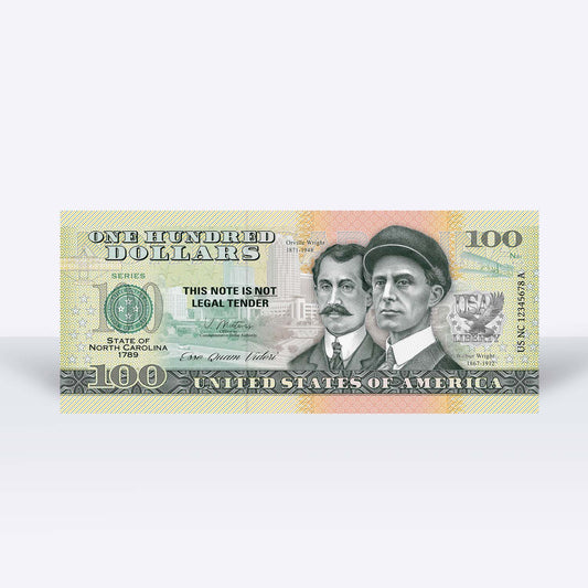 Souvenirschein 100 Dollar North Carolina - Der Staat der Teerfersen