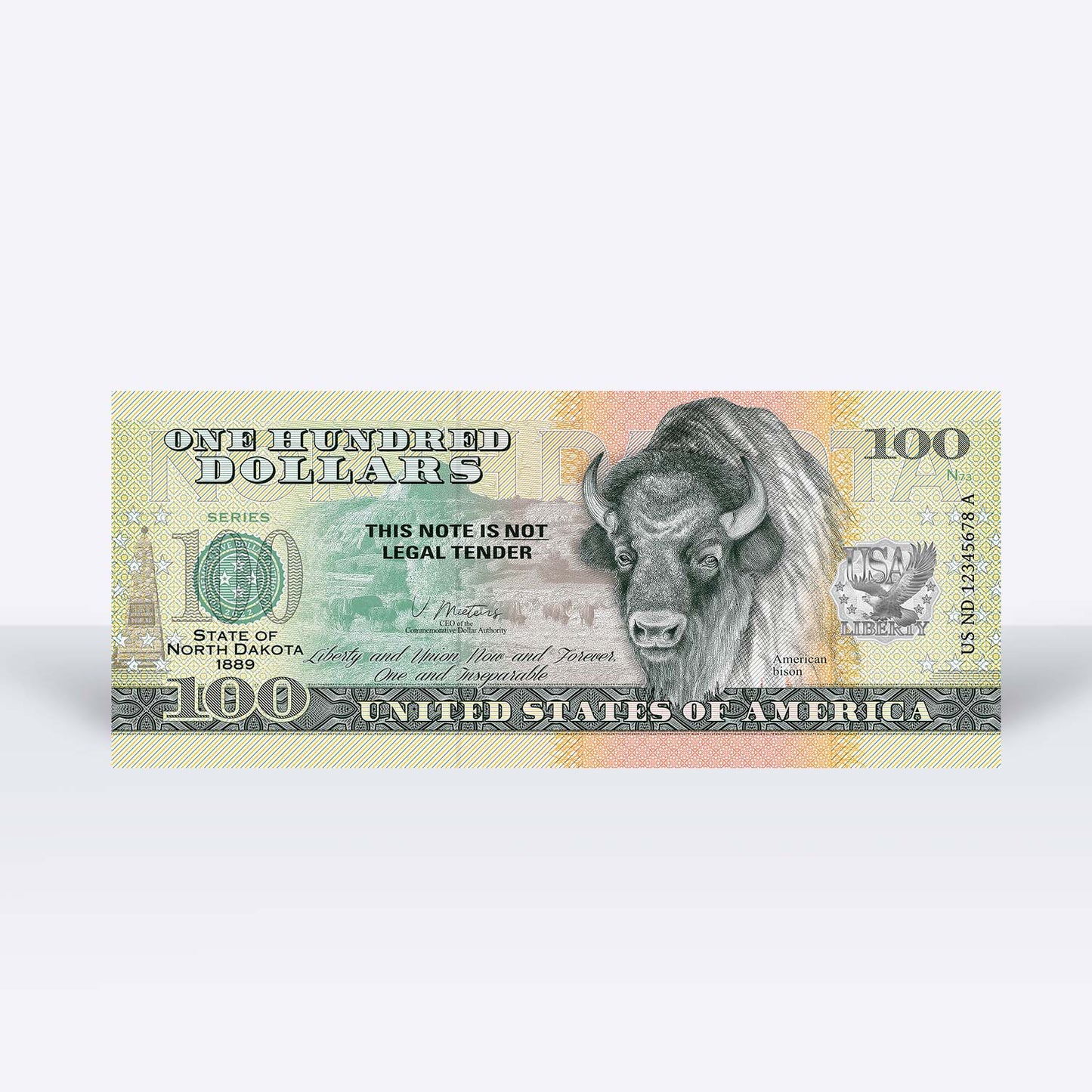 Souvenirschein 100 Dollar North Dakota - Geographischer Mittelpunkt Nordamerikas