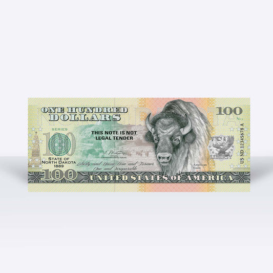 Souvenirschein 100 Dollar North Dakota - Geographischer Mittelpunkt Nordamerikas