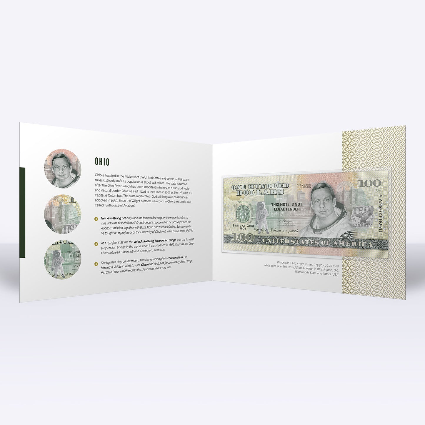 Souvenirschein 100 Dollar Ohio - Geburtsort der Luftfahrt