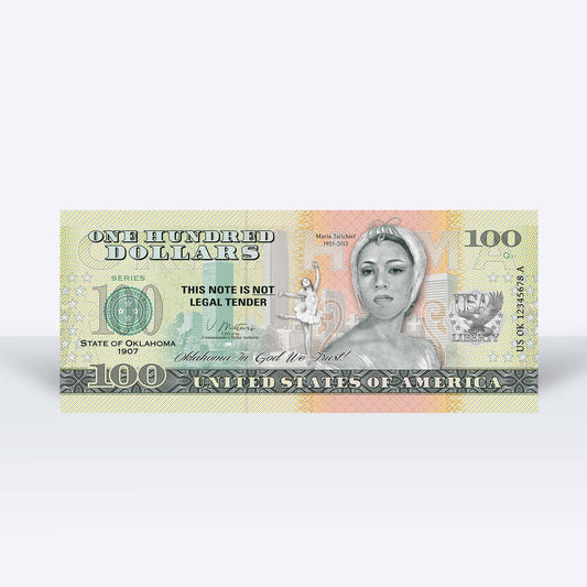 Souvenirschein 100 Dollar Oklahoma - Land der Roten Menschen