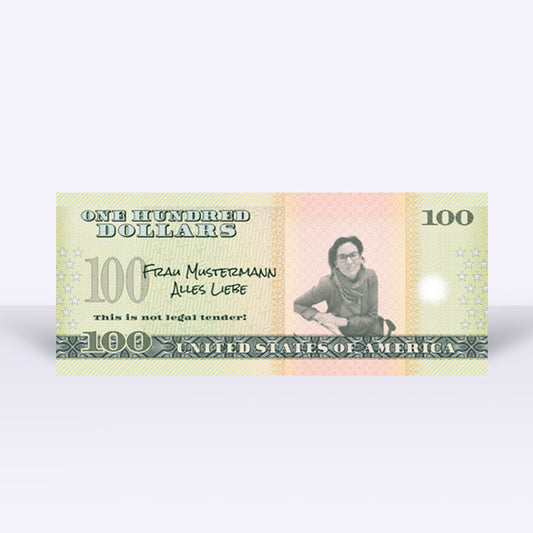 Personalisierbarer 100 Dollar Schein mit Umschlag