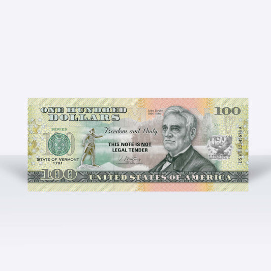 Souvenirschein 100 Dollar Vermont - Der Staat der Grünen Berge