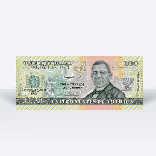 Souvenirschein 100 Dollar Virginia - Die erste englische Kolonie